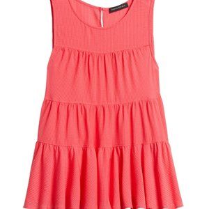 BR pink seersucker tiered sleeveless top L